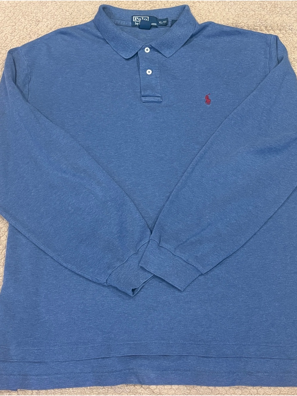 Ralph Lauren Long-Sleeve Polo in Heather Blue with Red Pony